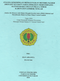 Image of ANALISA KEKERINGAN MENGGUNAKAN METODE PALMER DROUGHT SEVERITY INDEX (PDSI) DAN THORNTHWAITEMATTER DI KECAMATAN PRAYA TIMUR KABUPATEN LOMBOK TENGAH