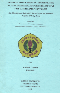 Image of PENGARUH ASPEK RASIO SERAT LIMBAH PLASTIK POLYETHYLENE TEREPTHALATE (PET) TERHADAP SIFAT FISIK DAN MEKANIK PAVING BLOCK