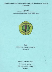 PEMANFAATAN NIRA BATANG SORGUM Bioetanol Dari Nira Batang Sorgum Dengan Variasi Brix