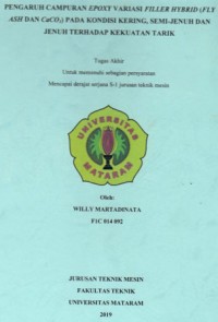 Pengaruh campuran epoxy variasi filler hybrid (fly ash dan CaCO3) pada kondisi kering, semi jenuh dan jenuh terhadap kekuatan tarik