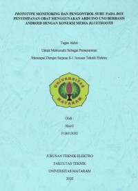 PROTOTYPE MONITORING DAN PENGONTROL SUHU PADA BOX PENYIMPANAN OBAT MENGGUNAKAN ARDUINO UNO BERBASIS ANDROID DENGAN KONEKSI MEDIA BLUETHOOTH