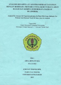 ANALISIS BESARNYA EVAPOTRANSPIRASI TANAMAN DENGAN BEBERAPA METODE UNTUK KEBUTUHAN LAHAN BASAH DAN KERING DI BEBERAPA DAERAH  DI LOMBOK